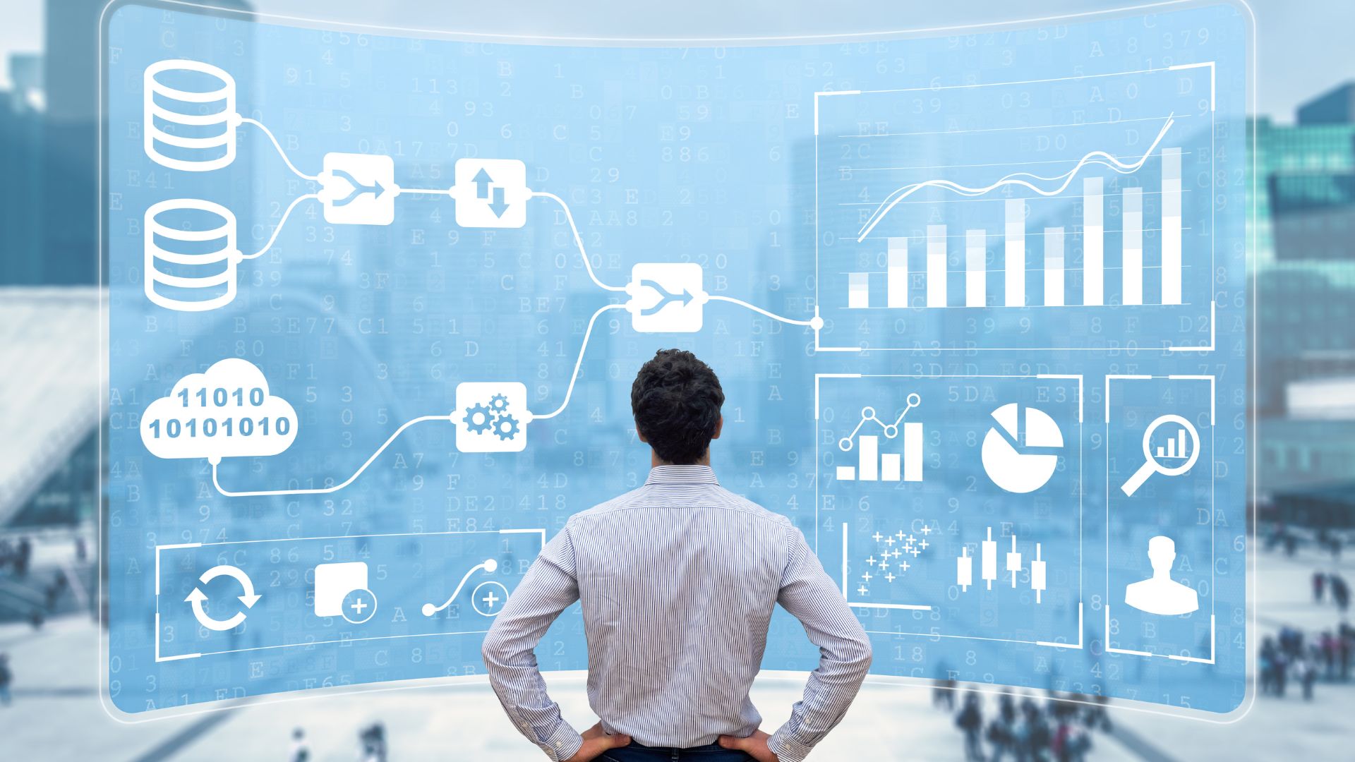 Man looking at data