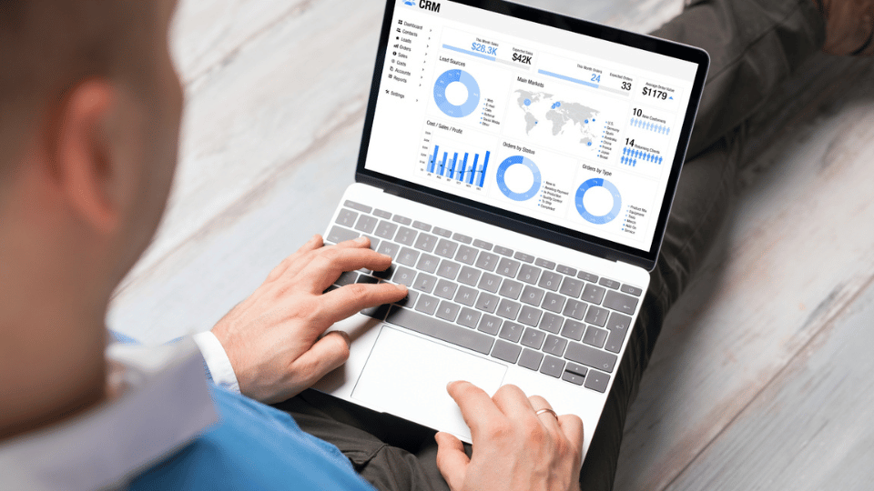 Man making a data report